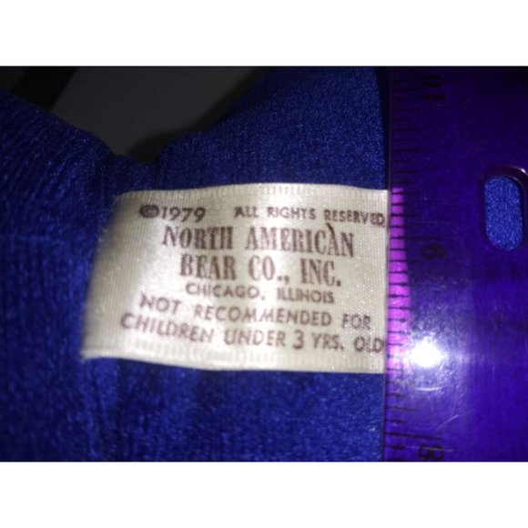 VTG North American Blue Stuffed Teddy Bear Plush 1979 Barbara Isenberg 22 Inch - Picture 4 of 6